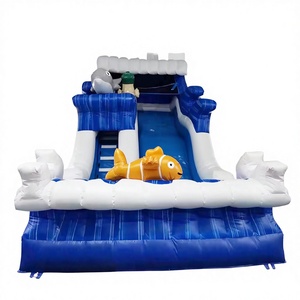 สไลเดอร์เป่าลมสำหรับเด็กเกรดเชิงพาณิชย์สำหรับงานปาร์ตี้กลางแจ้ง รูปทรงปราสาทลมพร้อมสไลเดอร์แบบโอเชียน - Product Image 1