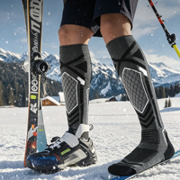 Chaussettes de ski en laine mérinos OEM pour femmes, chaussettes hautes, épaisses, à compression, pour sports d'hiver, snowboard, randonnée, chaussettes personnalisées
