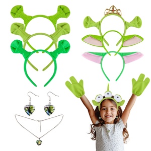 <strong>Halloween</strong> Shrek Green Qizai Hair Cave <strong>Headband</strong> for Kids Cross-Border Performance Dress-Up Dance Props - Product Image 1