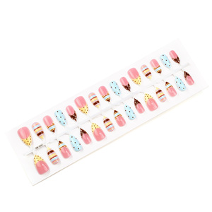 Uñas Postizas de Aleación con Diseño de Rayas Pastel y Puntos, Efecto Ojo de Gato, Ovaladas, para Uso Diario - Product Image 4