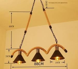 American Cafe Iron Retro Bar Table Chandelier Cuerda de cáñamo Estilo industrial medio para el hogar Tienda de ropa Personalizada Creativa - Product Image 6