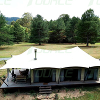 Tente d'hôtel de luxe à géométrie de conception professionnelle, imperméable, Safari, Glamping, avec salle de bain