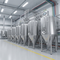 Usine de fabrication de bière automatique en acier inoxydable HG avec des réservoirs de 500L et 1000L, fermenteur contrôlé par PLC, haute productivité
