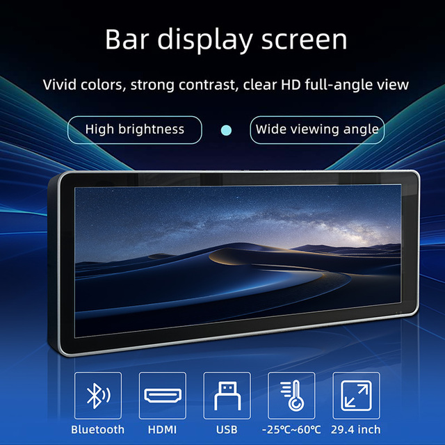 29.4 Inch Stretched Bar Advertising Display DC12-24V 4G Roof Mount Information Screen for City Bus Coach Train OEM Available