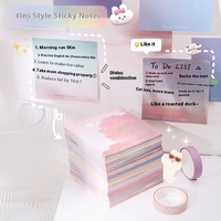 Blocs-notes adhésifs dégradés, design nuage et paysage, couleurs pastel, pour la prise de notes et les messages
