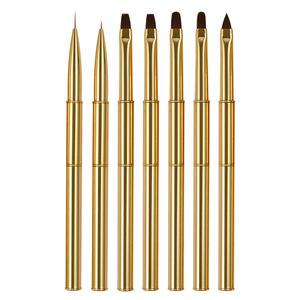 Ensemble de pinceaux pour nail art en poils synthétiques, pinceau plat pour gel, stylo de sculpture avec capuchon, pour la décoration de manucure en salon, pinceaux pour gel de peinture d'ongles - Product Image 5