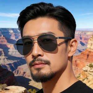 Lunettes de soleil aviateur Ks-3974 pour homme, monture noire, verres TAC, protection UV400, classe 2, pare-soleil, monture en plastique et métal, pour usage extérieur - Product Image 1