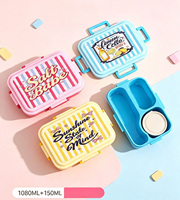 Boîte à lunch portable en PP de 1080 ml, plusieurs compartiments, design anti-fuite, avec cuillère et fourchette pour la préparation quotidienne des repas
