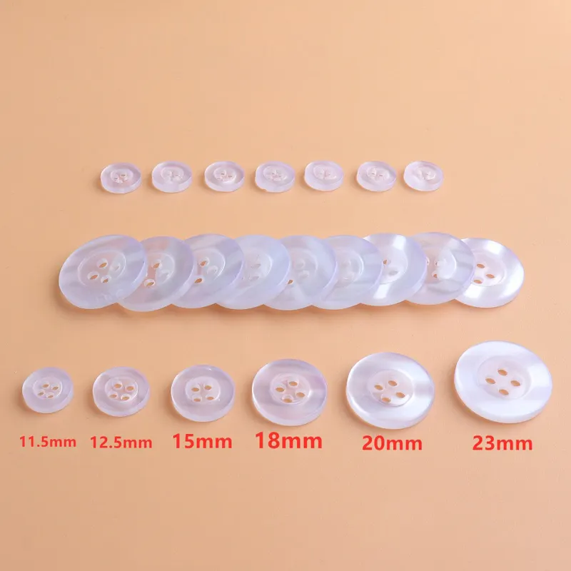 Resin Round White Pearl Sewing Buttons Shiny Flat Back Clothing Accessories Men's And Women's Shirts DIY Buckle