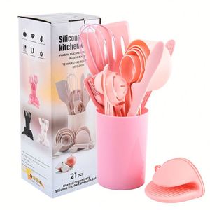 21 PCS Modernas High Quality <b>Silicone</b> Non Stick Pink Kitchen Accessories Cooking Gadgets <b>Tools</b> Utensils Kitchenware Set - Product Image 1