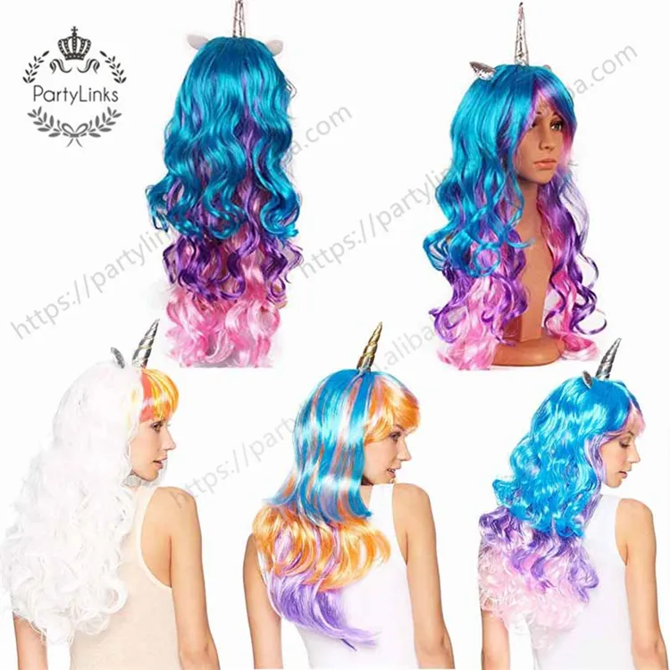 Cosplay Wig Headband Halloween kid adult Unicorn theme birthday Party New Year Masquerade dress up Christmas Decoration gift