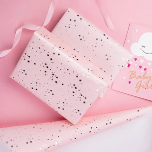 Custom Eco-Friendly Recyclable <b>Pink</b> Star Pattern Gift <b>Wrap</b> Roll Double-Sided Coated Art Paper for Gift & Craft Packaging - Product Image 5