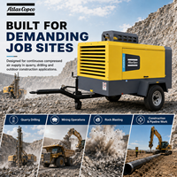 Compresseur d'air à vis portable diesel Atlas Copco XAHS450 12 bars 441 CFM 13m3/min pour l'exploitation minière, le forage et la construction