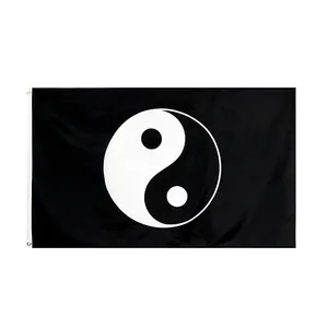 Wholesale 100% Polyester Flags And Banner 3x5ft Tai Chi Religious Flag Yin Yang Fish Flag