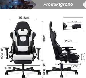 Chaise <span class=keywords><strong>de</strong></span> jeu PC <span class=keywords><strong>de</strong></span> luxe 2D pour adultes, grande taille, <span class=keywords><strong>bureau</strong></span>, 180 <span class=keywords><strong>kg</strong></span>, noir et blanc, <span class=keywords><strong>150</strong></span> <span class=keywords><strong>kg</strong></span>, chaise <span class=keywords><strong>de</strong></span> jeu pour personnes corpulentes - Product Image 6