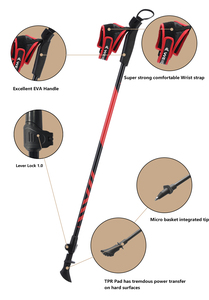 Bastoncini Telescopici <span class=keywords><strong>da</strong></span> Trekking Regolabili, Bastoni <span class=keywords><strong>da</strong></span> Nordic Walking in Alluminio, Bastone <span class=keywords><strong>da</strong></span> Autodifesa, <span class=keywords><strong>Attrezzatura</strong></span> <span class=keywords><strong>da</strong></span> <span class=keywords><strong>Campeggio</strong></span> OEM/ODM - Product Image 2