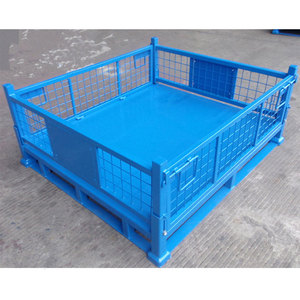 Wire Mesh Metal Galvanized Stackable <strong>Pallet</strong> <strong>Storage</strong> <strong>Container</strong> Wire Mesh <strong>Container</strong> Stackable Metal Warehouse <strong>Storage</strong> Cage - Product Image 2
