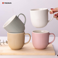 Nordischer Stil Makronen-Bonbonfarben Niedliche Latte Cappuccino Kakao Steinzeug Keramik 11 oz Blei- und Cadmiumfreie Spülmaschinen- und Mikrowellenfeste Tassen