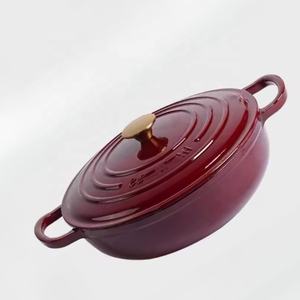 Four hollandais en fonte émaillée de 30cm avec anse en boucle Casserole 5L Casserole lourde Casserole Ustensile de cuisine Marmite émaillée - Product Image 5