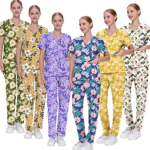 Haute qualité unisexe imprimé col en v personnalisable multicolore gommages médicaux femmes hôpital hauts d'allaitement et amusant imprime uniformes - Product Image 1