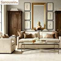 Ensemble de canapés modernes en tissu lin, personnalisable, beige, rembourré, pour salon, combinaison canapé et fauteuil