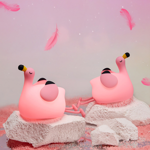 Regalos de Navidad lindo flamenco luz de noche LED Squishy dibujos animados lámpara de guardería decoración de habitación lámpara de Animal de silicona recargable - Product Image 5