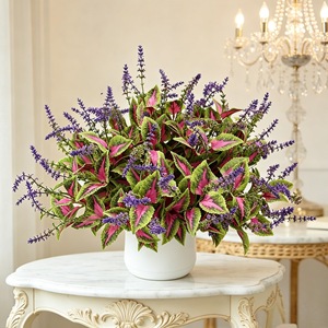 Meng Jie Artificial <b>Flowers</b> Perilla And Lavender <b>Silk</b> Base <b>Flower</b> Floral <b>Arrangement</b> Decor - Product Image 1