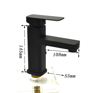 MCBKRPDIO Black square Single Hole Faucet, Bathroom Paint Basin Hot and Cold Faucet Siyah <strong>Musluk</strong> - Product Image 5