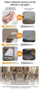 Set Tavolo da Pranzo e Sedie Furnistyle in Stile Nordico per 8 Persone di Lusso dal Design Moderno in Marmo con Sedie in Tessuto e Vera Pelle per Villa e Hotel - Product Image 2