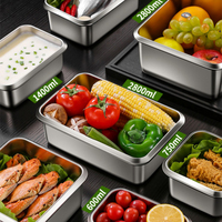 Boîte à lunch bento étanche, ensemble de contenants alimentaires pour adultes, en acier inoxydable 316, boîte de rangement alimentaire carrée en métal