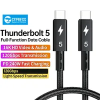 Kabel Thunderbolt 5 Baru 120Gbps PD 240W Kabel Data Pengisian Cepat 8K60Hz Tipe C untuk MacBook iPad iPhone Android