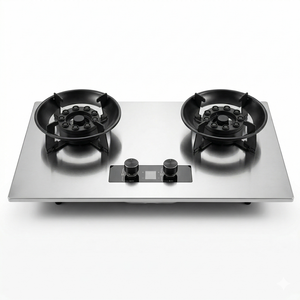 Cuisinière à <span class=keywords><strong>gaz</strong></span> double brûleur encastrable en acier inoxydable avec allumage électronique et protection anti-extinction, usage domestique, puissance 4200W - Product Image 3