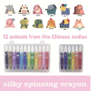 Doze cores solúveis em água de grande capacidade lápis Set Rotating Coloring Sticks para crianças não-sujo mão escovas desenhadas - Product Image 4