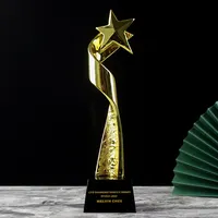 2022 Goedkope Gold Resin Star Trofee Black Crystal Glass Base Trofee Award Win Cup