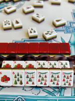 160 tuiles de Mahjong américaines traditionnelles de Noël, rouges, en acrylique 4 couches, cadeaux de Noël luxueux et divertissement pour les fêtes