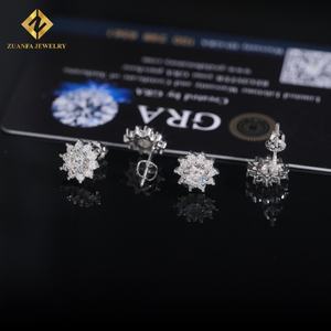 Boucles d'oreilles en moissanite flocon de neige de 10 mm, boucles d'oreilles en diamant glacé, argent massif 925, moissanite glacée VVS avec GRA - Product Image 4