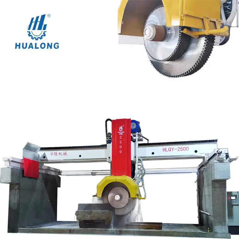 HUALONG stonemachinery HLQY-2500 Multiblade taş blok köprü testere granit kesici makinesi kesmek için levhalar