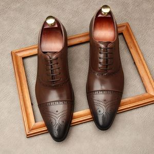 Nouvelles chaussures en cuir italiennes faites à la main, décontractées, formelles, avec lacets et semelles rigides, respirantes, antidérapantes, pour l'automne, pour hommes - Product Image 3