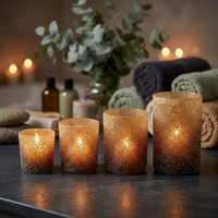 Sonnet Decor – Support de bougie en verre fait main, scène forestière, impression numérique 1 couleur, décoration de Noël pour la maison, modèle 2053