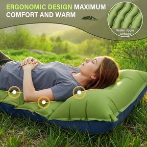 FUN PAC Tapis de couchage gonflable ultraléger pour le camping avec pompe à pied intégrée et oreiller compact - Product Image 3