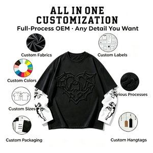 Maßgefertigtes Doppellagiges Langarm-T-Shirt Kontrastfarben T-Shirts Kombination Bedrucktes Vintage Grafik-T-Shirt Herren T-Shirt Mode - Product Image 6