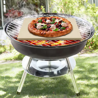 Pierre à pizza rectangulaire XL en céramique pour cuisson au four et grillades BBQ, avec poignée en cordiérite durable, 11,8x11,8x0,59 pouces