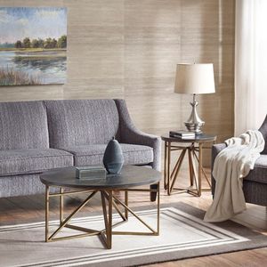 <b>Rustic</b> Coffee <b>Table</b> with Antique Bronze Metal Base and Distressed <b>Wood</b> Top Vintage Living Room Center <b>Table</b> with Durable Build - Product Image 2