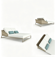 Chaise longue double de luxe pour l'extérieur, lit de repos, mobilier de patio, transat, canapé pour villa, hôtel, complexe hôtelier, bord de piscine
