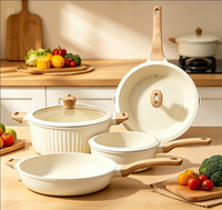 Set Peralatan Masak McKenzie Stone, Set Peralatan Masak Anti Lengket Lengkap untuk Rumah Tangga, Kompatibel dengan Kompor Induksi, Set Wajan 10 Buah