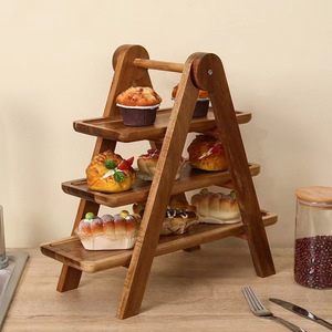 Bandeja de Madera de Varios Niveles, Plato de Servir de Madera Maciza, Soporte de Exhibición de Alimentos para Restaurantes, Plato para Postres para Fiestas - Product Image 3