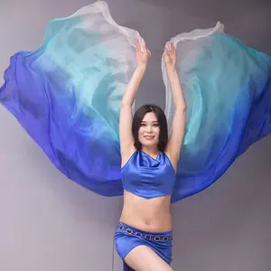Belly Dance Props Multicolor Hand Dyed Chinese Soft Light Silk Veil 200x114cm For Egyptian Belly Dance Performance Costume Stage
