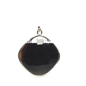 925 argent Sterling naturel noir Onyx pierres précieuses fait à la main coussin forme balancent boucle d'oreille fin argent plaqué boucles d'oreilles pendantes - Product Image 1