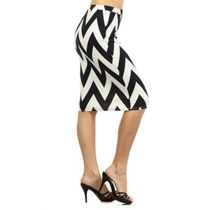 TD Office Lady vita alta nero Chevron gonna a tubino aderente traspirante in Spandex con volant taglia XS