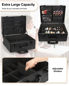 Relavel Rolling Makeup Case <b>Trolley</b> With 6 Removable Pouches Suitcase Wheels Cosmetic Train F251214-1 360. Rolling <b>Trolley</b> Offer - Product Image 2